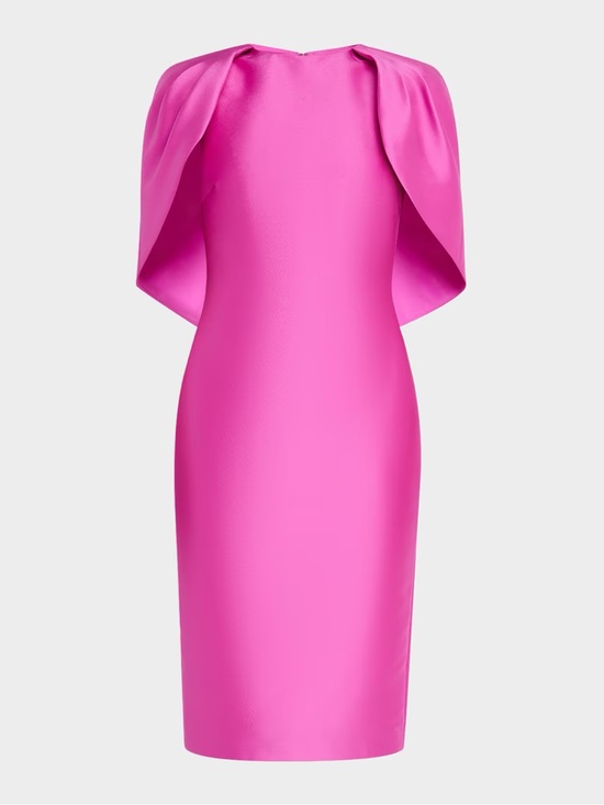 Badgley Mischka Dresses & Skirts - Badgley Mischka Fuchsia Cape-Sleeve Midi Sheath Dress